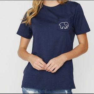 Navy blue ivory Ella top